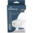 Kép 4/4 - MEDIARANGE HÁLÓZATI TÖLTŐ USB-C/USB-A PD 3.0 QC 3.0 45W FEHÉR