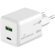 Kép 1/4 - MEDIARANGE HÁLÓZATI TÖLTŐ USB-C/USB-A PD 3.0 QC 3.0 45W FEHÉR