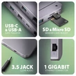 Kép 3/10 - AXAGON HMC-12GM2 USB-C 3.2 GEN 2 SUPERSPEED 12in1 USB HUB NVMe/SATA M.2-GIGABIT LAN-PD 3.0 100W