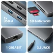 Kép 3/7 - AXAGON HMC-8HLSA USB-C 3.2 GEN 1 SUPERSPEED 9in1 USB HUB GIGABIT LAN-PD 3.0 100W