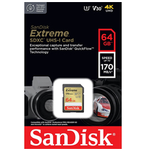 SANDISK EXTREME SDXC 64GB CLASS 10 UHS-I U3 V30 170/80 MB/s
