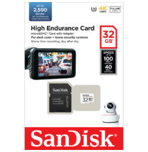 SANDISK HIGH ENDURANCE MICRO SDHC 32GB + ADAPTER CLASS 10 UHS-I U3 V30 100/40 MB/s
