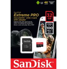 SANDISK EXTREME PRO MICRO SDHC 32GB + ADAPTER CLASS 10 UHS-I U3 A1 V30 100/90 MB/s