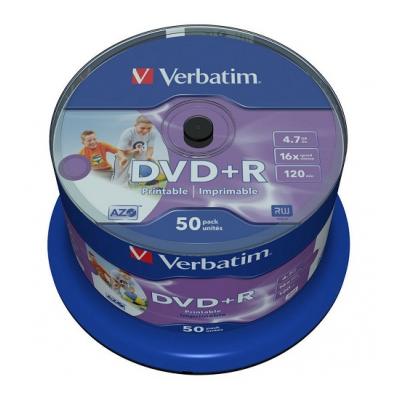 VERBATIM DVD+R 16X FULL NYOMTATHATÓ NO ID CAKE (50)