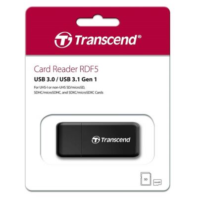 TRANSCEND RDF5 USB 3.0/USB 3.1 MICRO SD/MICRO SDHC/MICRO SDXC SD/SDHC/SDXC MEMÓRIAKÁRTYA OLVASÓ FEKETE