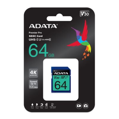 ADATA PREMIER PRO SDXC 64GB CLASS 10 UHS-I U3 V30 100/80 MB/s