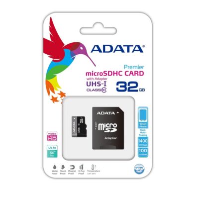 ADATA MICRO SDHC 32GB + ADAPTER UHS-I CLASS 10 (50 MB/s OLVASÁSI SEBESSÉG)
