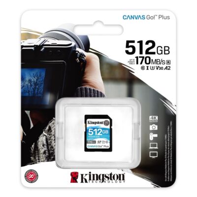KINGSTON CANVAS GO PLUS SDXC 512GB CLASS 10 UHS-I U3 A2 V30 170/90 MB/s