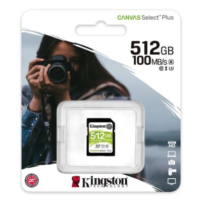 KINGSTON CANVAS SELECT PLUS SDXC 512GB CLASS 10 UHS-I U3 V30 100/85 MB/s
