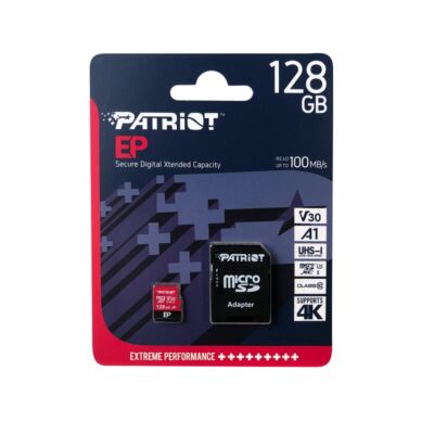 PATRIOT EP MICRO SDXC 128GB + ADAPTER CLASS 10 UHS-I U3 A1 V30 100/80 MB/s