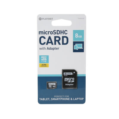 PLATINET MICRO SDHC 8GB + ADAPTER CLASS 6