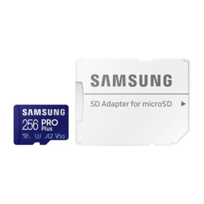 SAMSUNG PRO PLUS (2021) MICRO SDXC 256GB + ADAPTER CLASS 10 UHS-I U3 A2 V30 (160 MB/s ADATÁTVITELI SEBESSÉG)