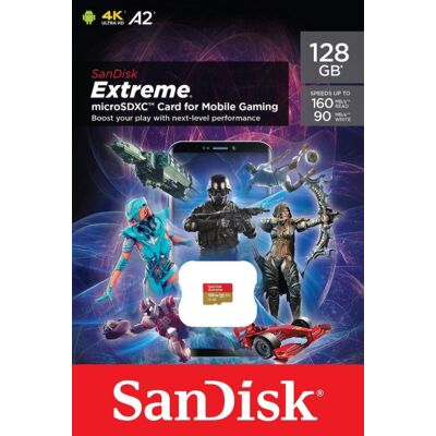 SANDISK EXTREME FOR MOBILE GAMING MICRO SDXC 128GB CLASS 10 UHS-I U3 A2 V30 160/90 MB/s