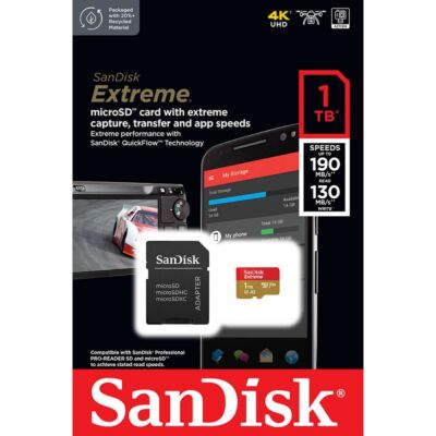 SANDISK EXTREME MOBILE MICRO SDXC 1TB + ADAPTER CLASS 10 UHS-I U3 A2 V30 190/130 MB/s