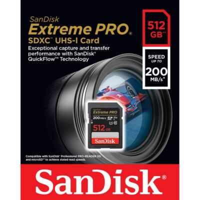 SANDISK EXTREME PRO SDXC 512GB CLASS 10 UHS-I U3 V30 200/140 MB/s