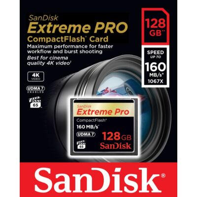 SANDISK COMPACT FLASH EXTREME PRO UDMA7 MEMÓRIAKÁRTYA 160/150 MB/s 128GB