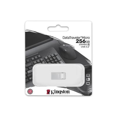 KINGSTON DATATRAVELER MICRO USB 3.2 GEN 1 FÉMHÁZAS PENDRIVE 256GB (200 MB/s OLVASÁSI SEBESSÉG)