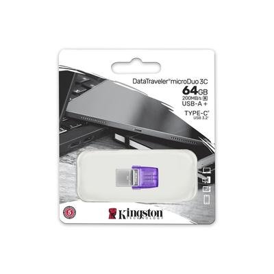 KINGSTON DATATRAVELER MICRODUO 3C USB 3.2/USB-C FÉMHÁZAS PENDRIVE 64GB (200 MB/s OLVASÁSI SEBESSÉG)