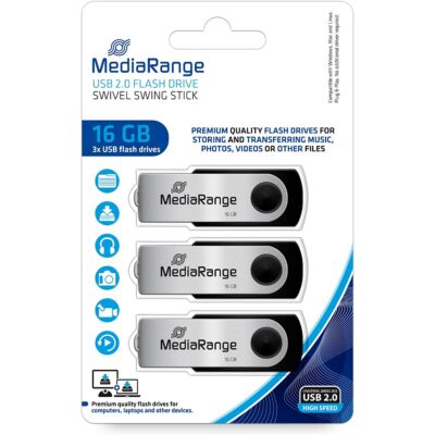 MEDIARANGE USB 2.0 PENDRIVE 16GB 3 DB-OS CSOMAG  MR910-3