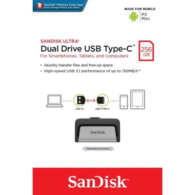 SANDISK ULTRA DUAL DRIVE USB 3.1 TYPE-C/USB 3.1 OTG PENDRIVE 256GB