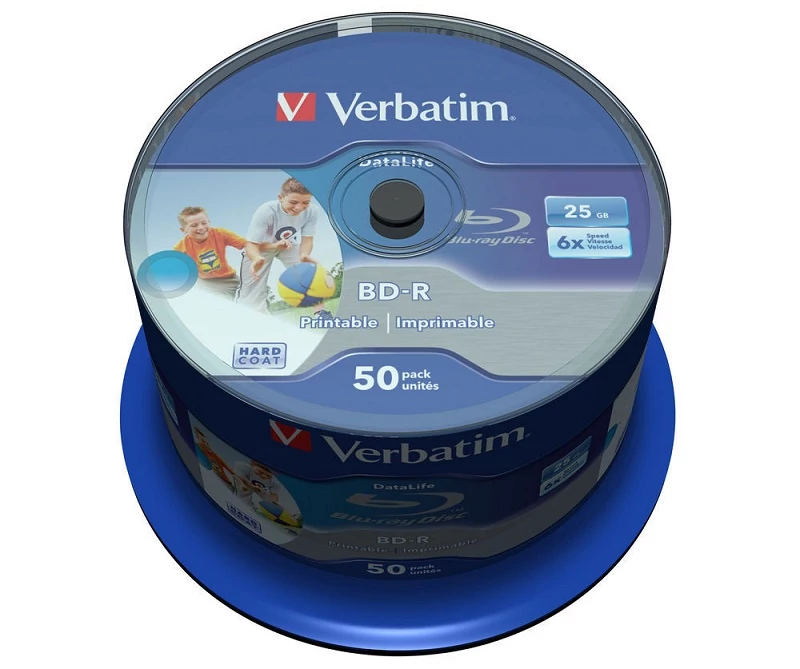 VERBATIM BD-R 25GB 6X DATALIFE NYOMTATHATÓ CAKE (50)