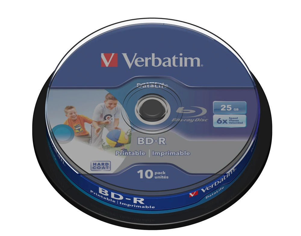 VERBATIM BD-R 25GB 6X DATALIFE NYOMTATHATÓ CAKE (10)