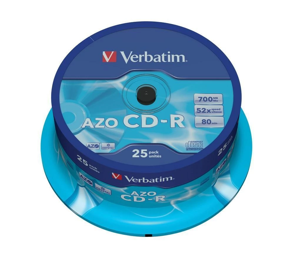 VERBATIM CD-R 52X CRYSTAL AZO CAKE (25)