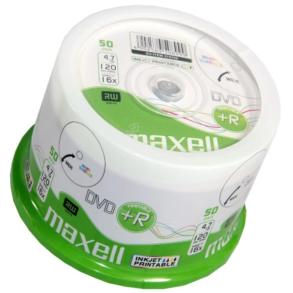 MAXELL DVD+R 16X FULL NYOMTATHATÓ CAKE (50)