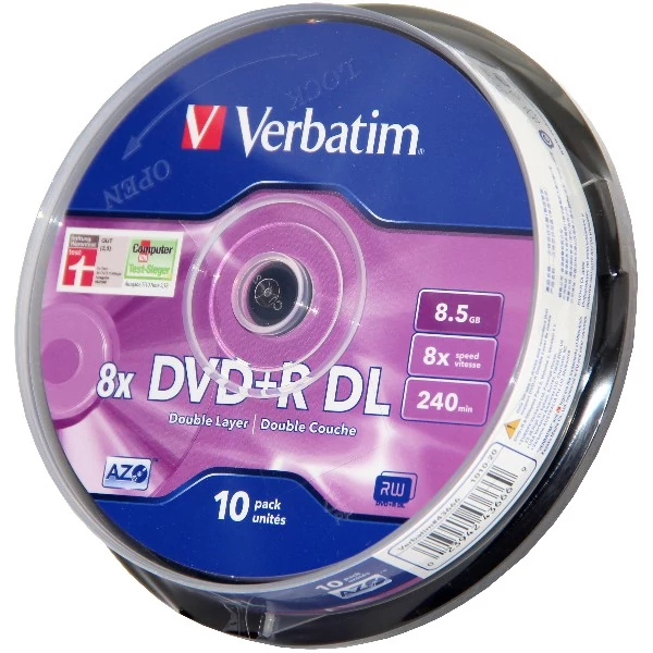 VERBATIM DVD+R 8X DL CAKE (10)