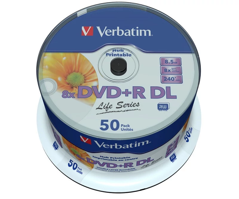 VERBATIM DVD+R 8X DL LIFE SERIES NYOMTATHATÓ CAKE (50)