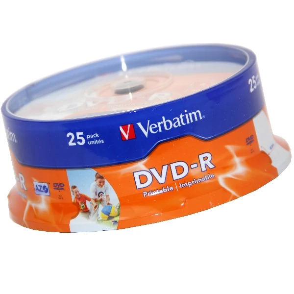 VERBATIM DVD-R 16X FULL NYOMTATHATÓ ID BRANDED CAKE (25)