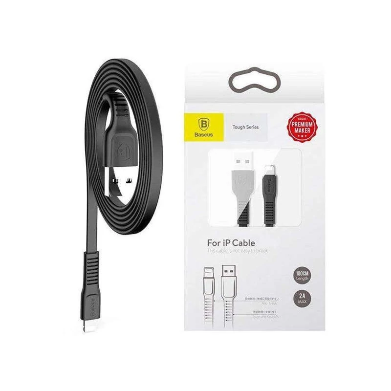 BASEUS CALZY-B01 TOUGH SERIES APPLE LIGHTNING TÖLTŐ ÉS ADATKÁBEL 2A 1m FEKETE