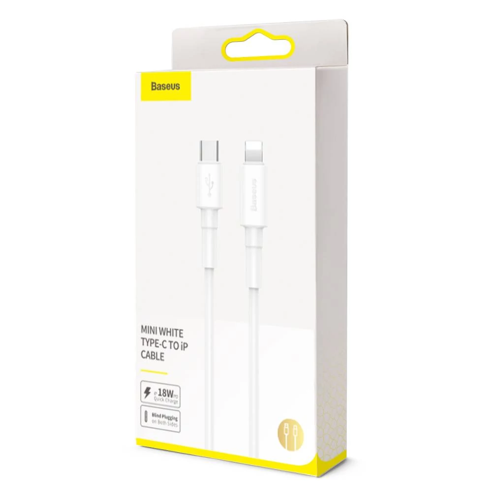BASEUS CATLSW-02 USB-C/APPLE LIGHTNING TÖLTŐ ÉS ADATKÁBEL 2A 18W PD 1m FEHÉR