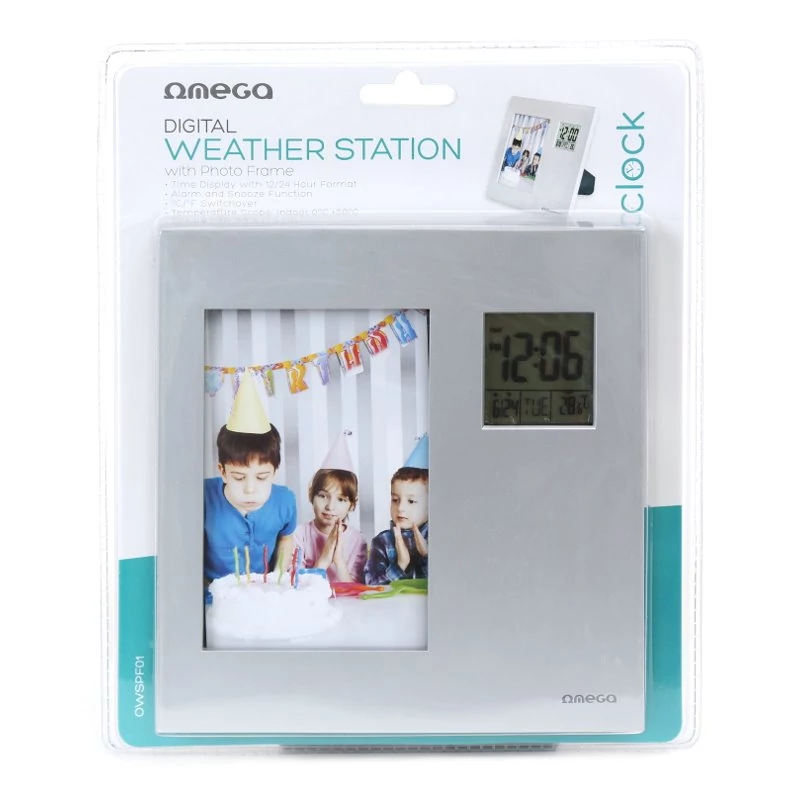 OMEGA OWSPF01 DIGITÁLIS IDŐJÁRÁS ÁLLOMÁS KÉPKERETTEL