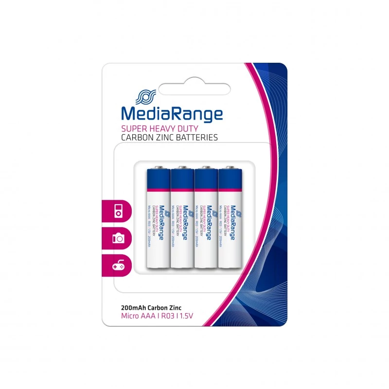 MEDIARANGE AAA MÉRETŰ CARBON ZINC ELEM (4 BLISTER) MRBAT141
