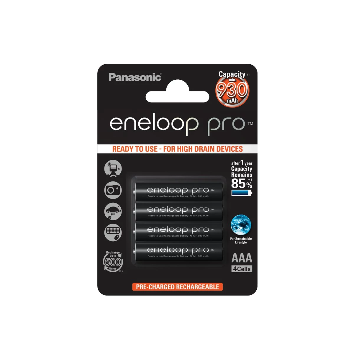 PANASONIC ENELOOP PRO AAA MÉRETŰ TÖLTHETŐ ELEM NI-MH 930 mAh (4 BLISTER)