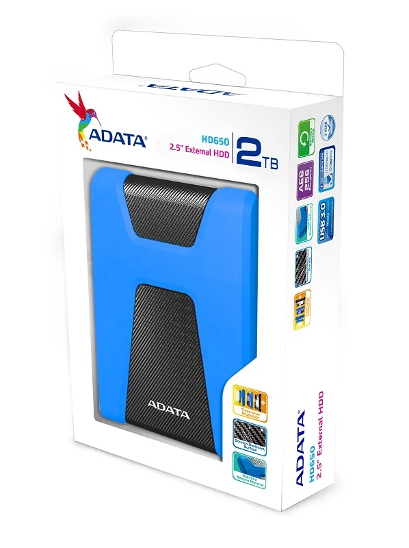 ADATA HD650 2,5 COL USB 3.1 KÜLSŐ MEREVLEMEZ 2TB KÉK