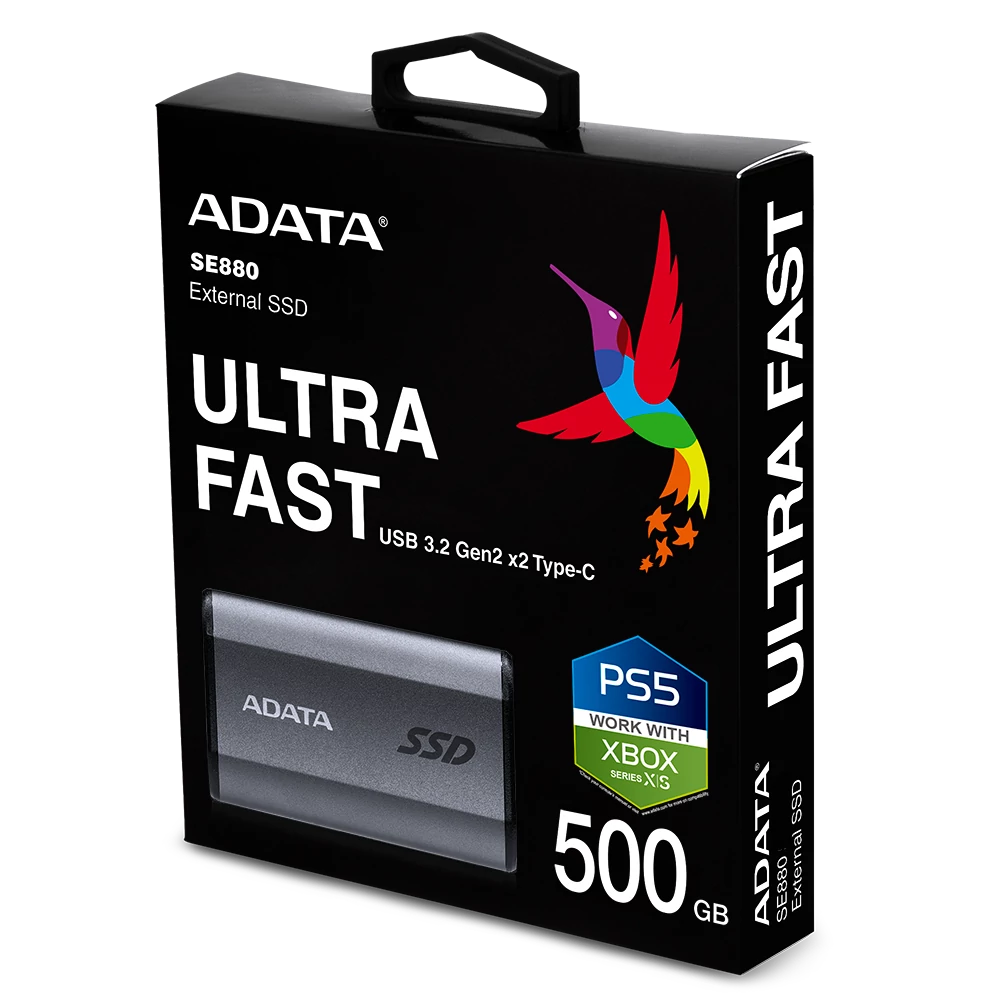 ADATA ELITE SE880 USB-C 3.2 GEN 2x2 KÜLSŐ SSD MEGHAJTÓ 500GB SZÜRKE