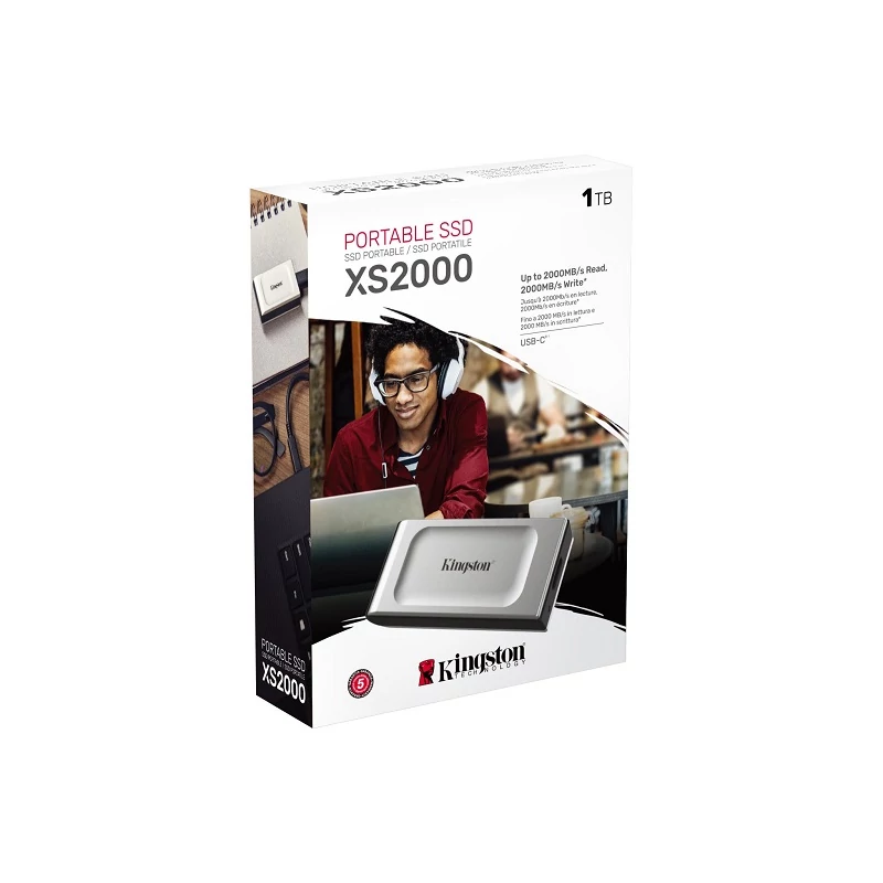 KINGSTON XS2000 USB-C 3.2 GEN 2x2 KÜLSŐ SSD MEGHAJTÓ 1TB EZÜST
