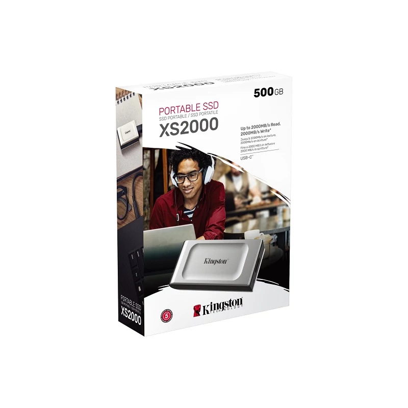 KINGSTON XS2000 USB-C 3.2 GEN 2x2 KÜLSŐ SSD MEGHAJTÓ 500GB EZÜST