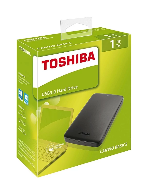 TOSHIBA CANVIO BASICS 2,5 COL USB 3.0 KÜLSŐ MEREVLEMEZ 1TB FEKETE