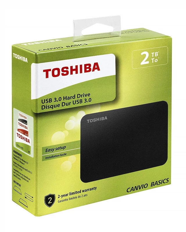 TOSHIBA CANVIO BASICS 2,5 COL USB 3.0 KÜLSŐ MEREVLEMEZ 2TB FEKETE