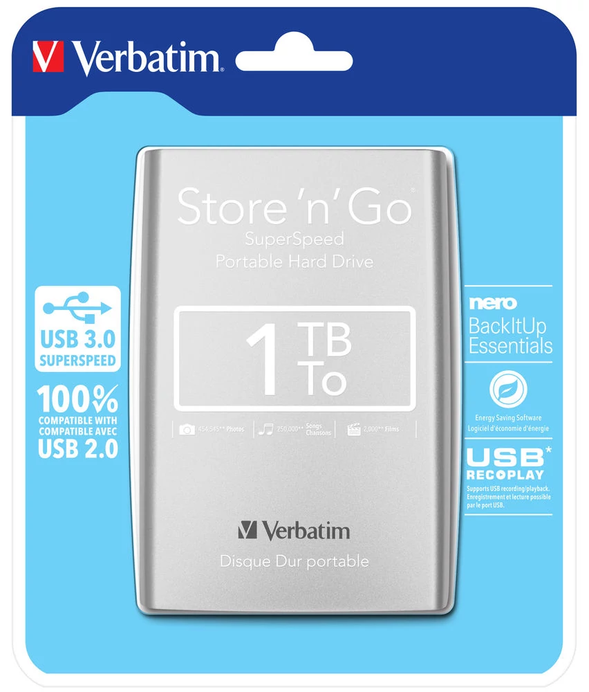 VERBATIM USB 3.0 HDD 2,5 STORE N GO 1TB EZÜST