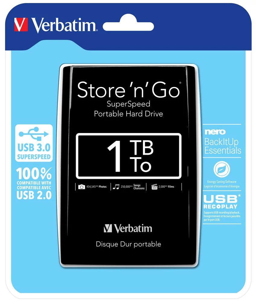 VERBATIM USB 3.0 HDD 2,5 STORE N GO 1TB FEKETE
