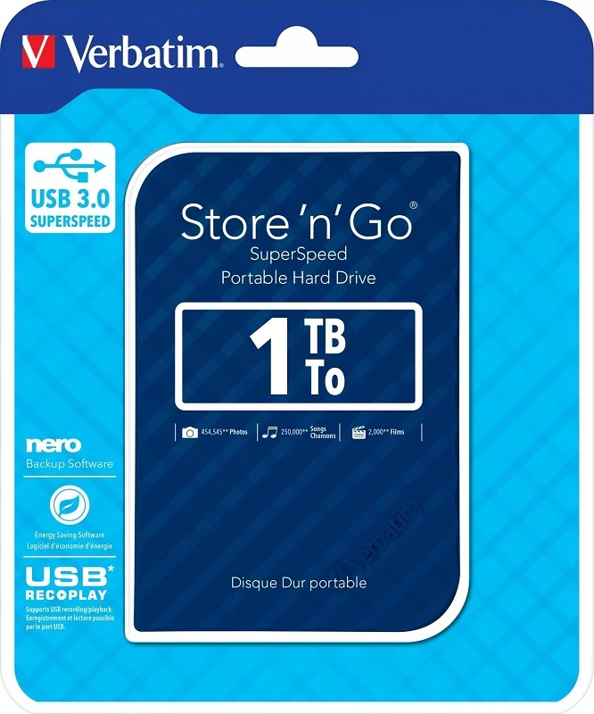 VERBATIM USB 3.0 HDD 2,5 STORE N GO G2 1TB KÉK
