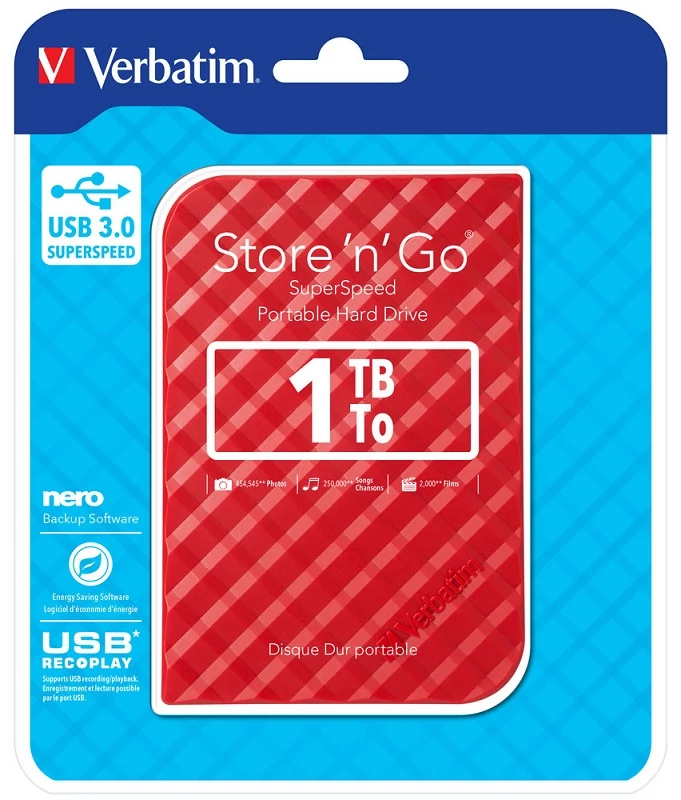 VERBATIM USB 3.0 HDD 2,5 STORE N GO G2 1TB PIROS