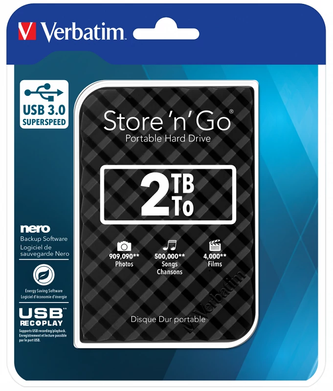 VERBATIM USB 3.0 HDD 2,5 STORE N GO G2 2TB FEKETE