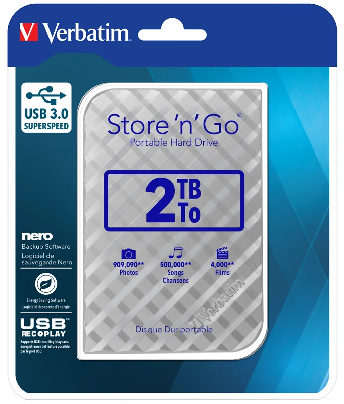 VERBATIM USB 3.0 HDD 2,5 STORE N GO G2 2TB EZÜST