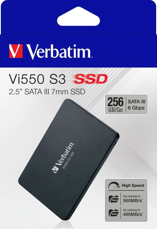 VERBATIM Vi550 S3 2,5 COL MÉRETÚ SATA III 560/460 MB/s 7mm SSD MEGHAJTÓ 256GB