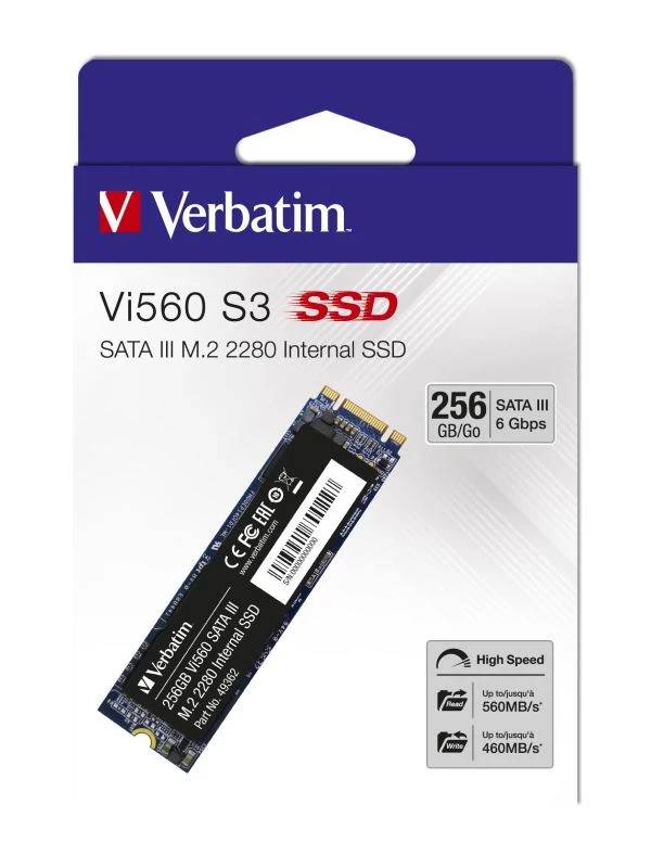 VERBATIM Vi560 S3 M.2 2280 SATA III 560/460 MB/s SSD MEGHAJTÓ 256GB